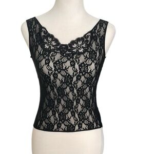 Vintage Laura Winston Elegant Black Lace Sleeveless Camisole